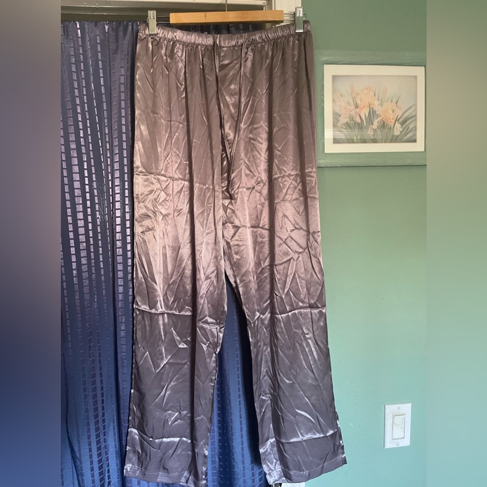 Silky Grey Silver Pants Men M